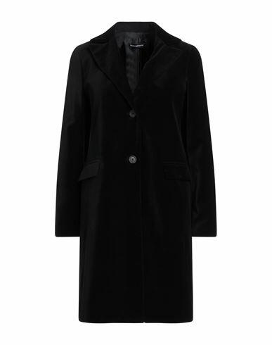 Biancoghiaccio Woman Coat Black Cotton Cover