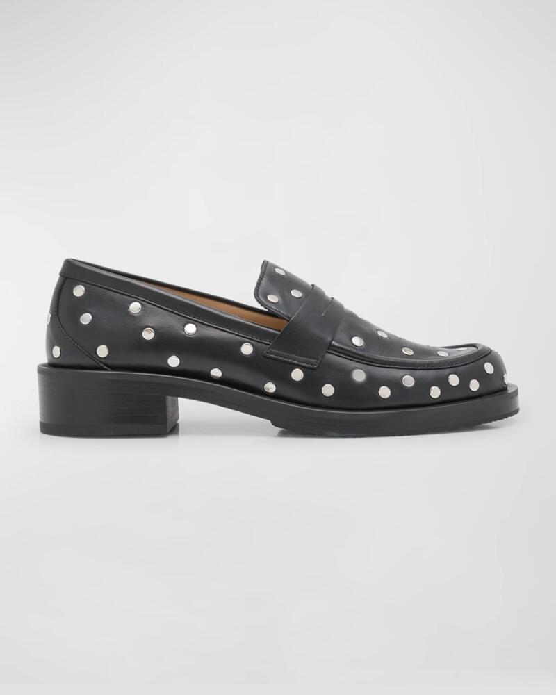 Stuart Weitzman Palmer Studded Leather Penny Loafers Cover