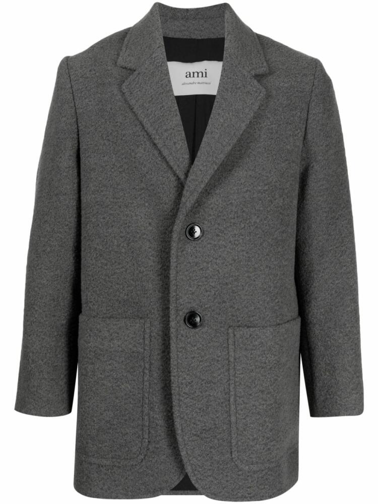 AMI Paris felted virgin wool-blend coat - Grey Cover