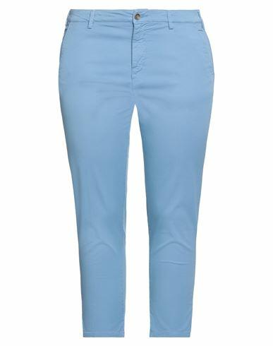 40weft Woman Pants Sky blue Cotton, Elastane Cover