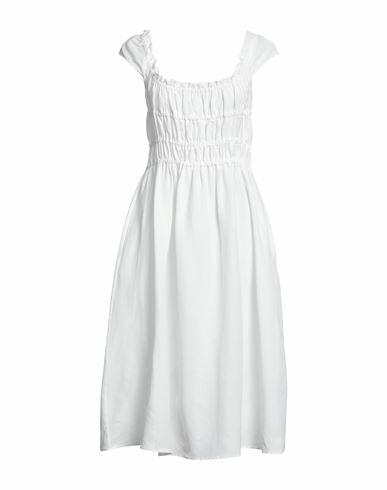 Liviana Conti Woman Midi dress White Viscose, Linen Cover