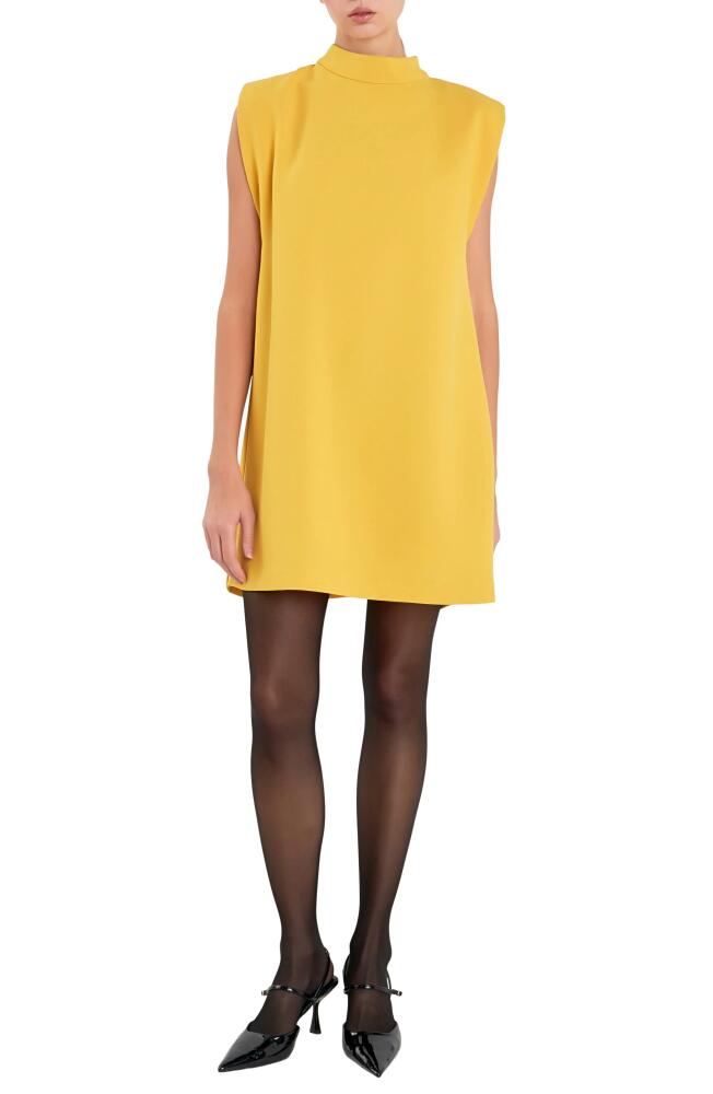 English Factory Mock Neck Sleeveless Shift Dress in Yellow Cover