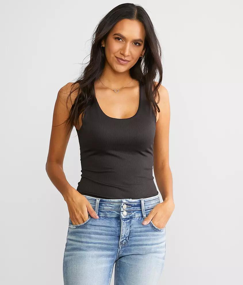 Buckle Black Shaping & Smoothing Ribbed Tank Top Cover