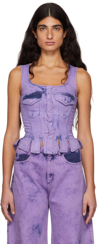 Marques Almeida SSENSE Exclusive Purple Denim Corset Tank Top Cover