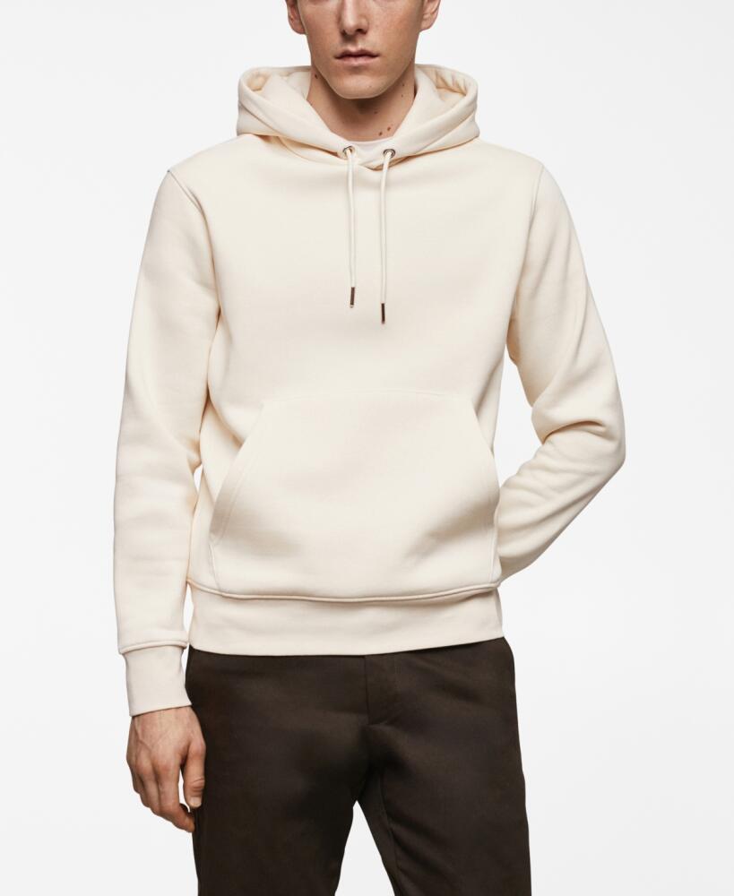 Mango Men's Cotton Kangaroo-Hooded Sweatshirt - Ecru Cover