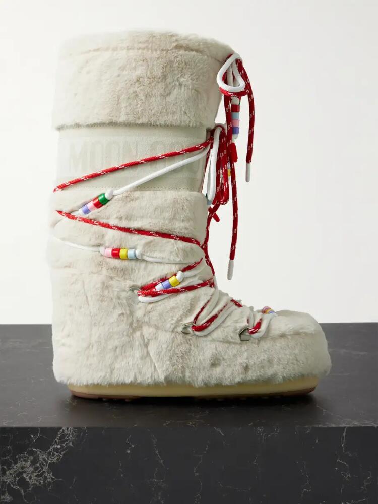 Moon Boot - Icon Suede-trimmed Faux Fur Snow Boots - Cream Cover