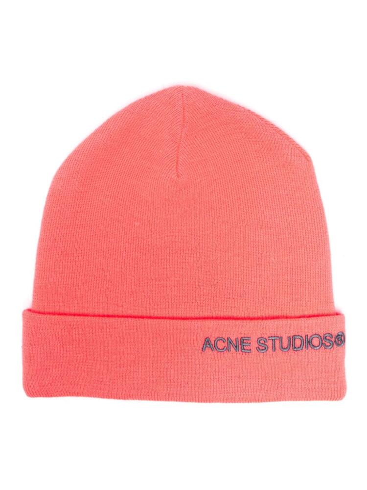 Acne Studios logo-embroidered beanie - Pink Cover