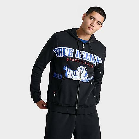 True Religion Men's Icon Exaggerated Graphic Full-Zip Hoodie in Black/Black Cover