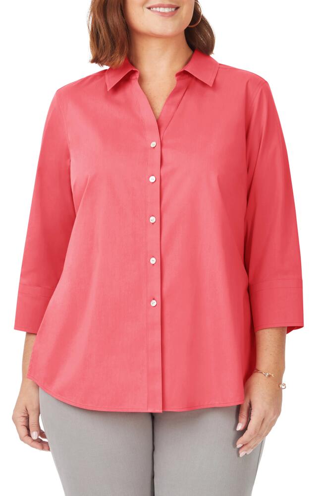 Foxcroft Mary Non-Iron Stretch Cotton Button-Up Shirt in Coral Sunset Cover