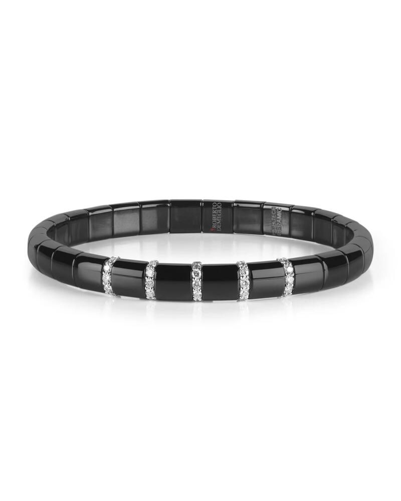 Roberto Demeglio Pura Matte Black Ceramic & 18K White Gold Five-Row Bracelet with Diamonds, 0.36 tdcw Cover