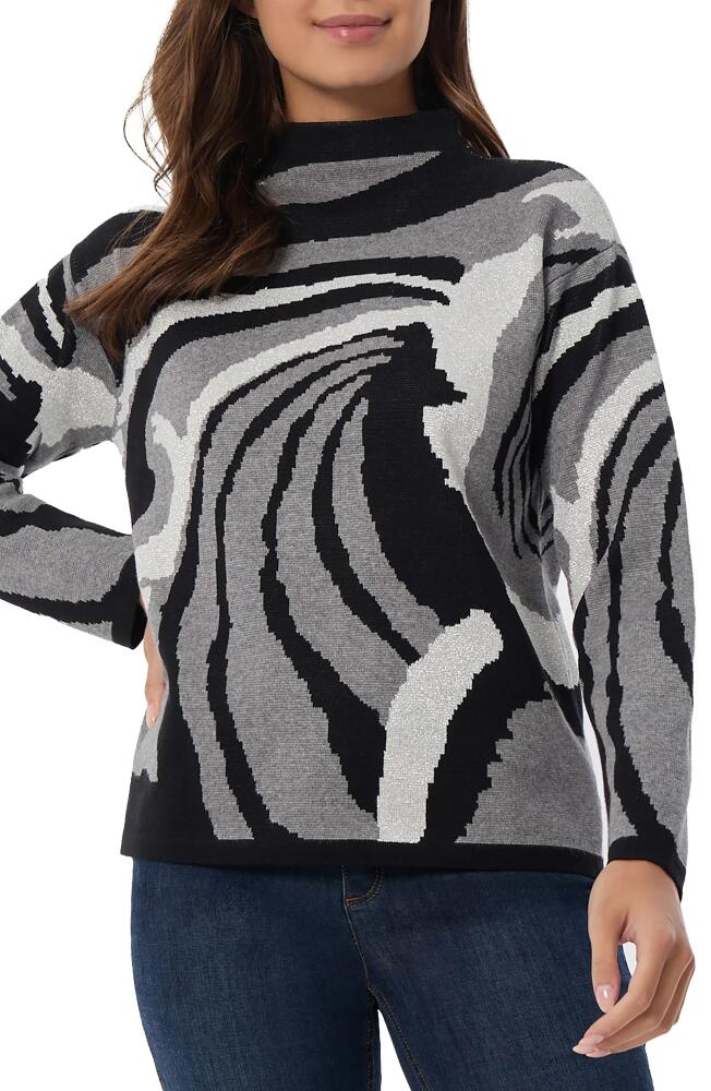 Jones New York Metallic Jacquard Sweater in Jones Black Multi Cover