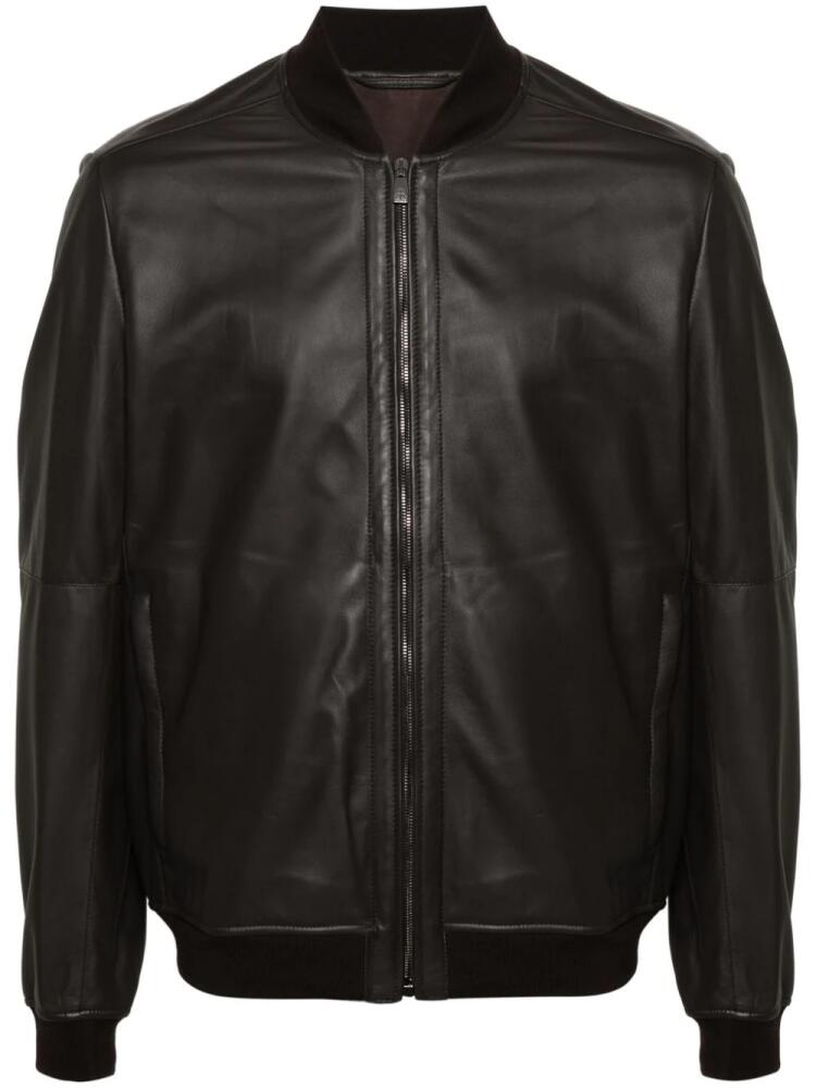 Corneliani leather bomber jacket - Brown Cover