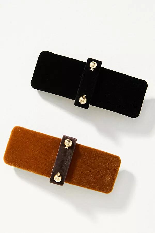 By Anthropologie Velvet Rectangular Barrettes, Set of 2 Cover