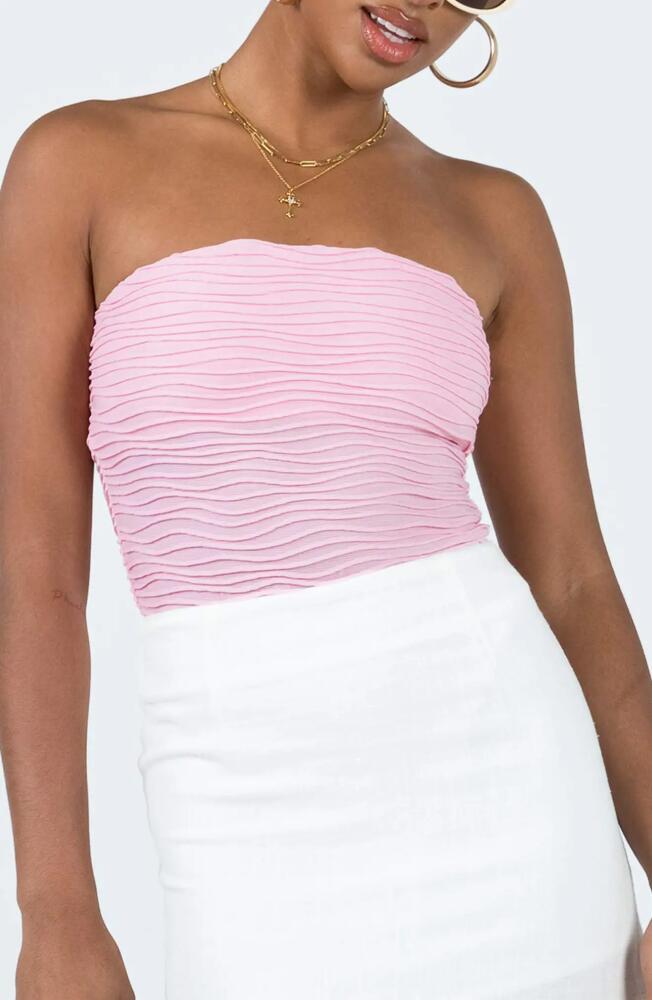 Princess Polly Makena Plissé Strapless Bodysuit in Pink Cover