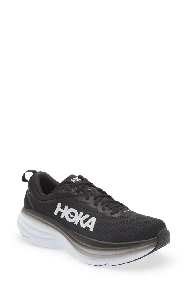 HOKA Bondi 8 Running Shoe in Black /White Cover