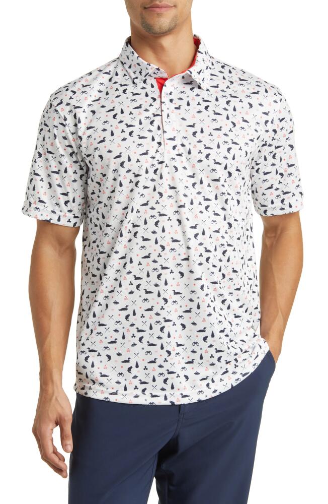 Swannies Jesse Boating Print Golf Polo in White Cover