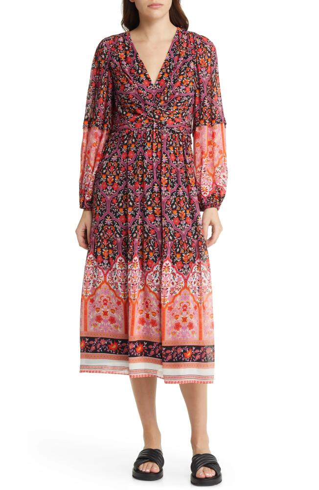 KOBI HALPERIN Skye Mixed Floral Long Sleeve Dress in Black Multi Cover