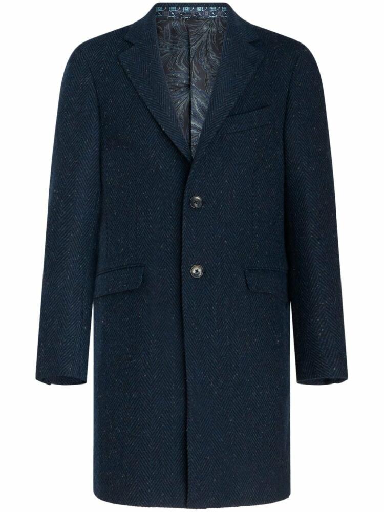 ETRO notched-lapels wool coat - Blue Cover