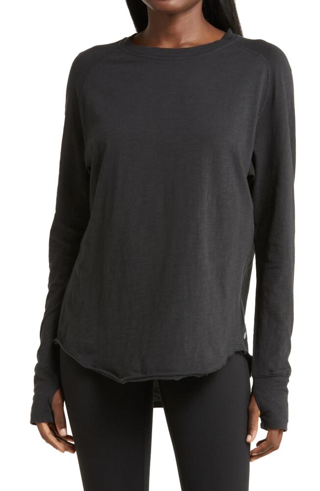 Zella Relaxed Washed Long Sleeve Slub Tee in Black Cover