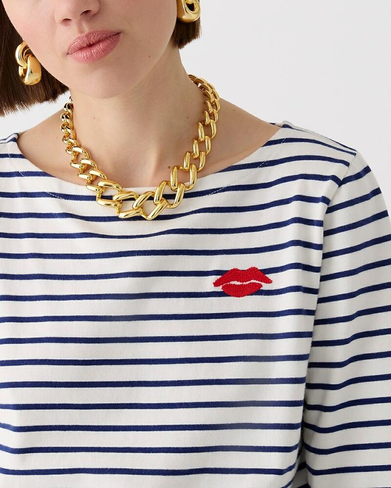 J.Crew Classic mariner cloth boatneck T-shirt with embroidery Cover