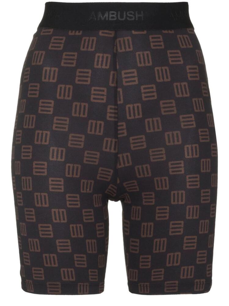 AMBUSH monogram-print high-waist cycling shorts - Black Cover