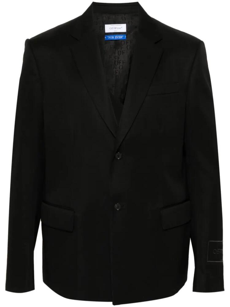 Off-White logo-embroidered wool blazer - Black Cover