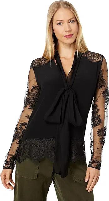 Faith Connexion Lace Laval Top (Black) Women's Blouse Cover