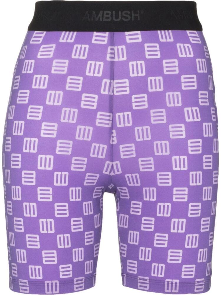 AMBUSH monogram knee-length shorts - Purple Cover