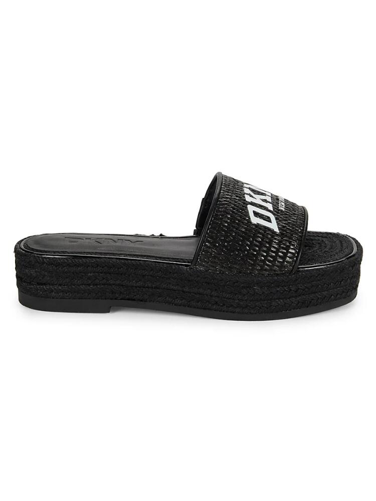 DKNY Women's Fiona Arch Logo Platform Slides - Black Cover