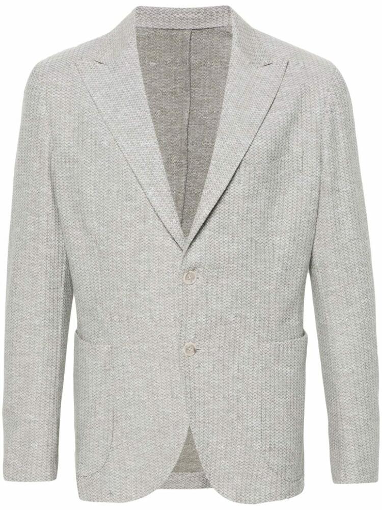 Barba jacquard single-breasted blazer - Green Cover