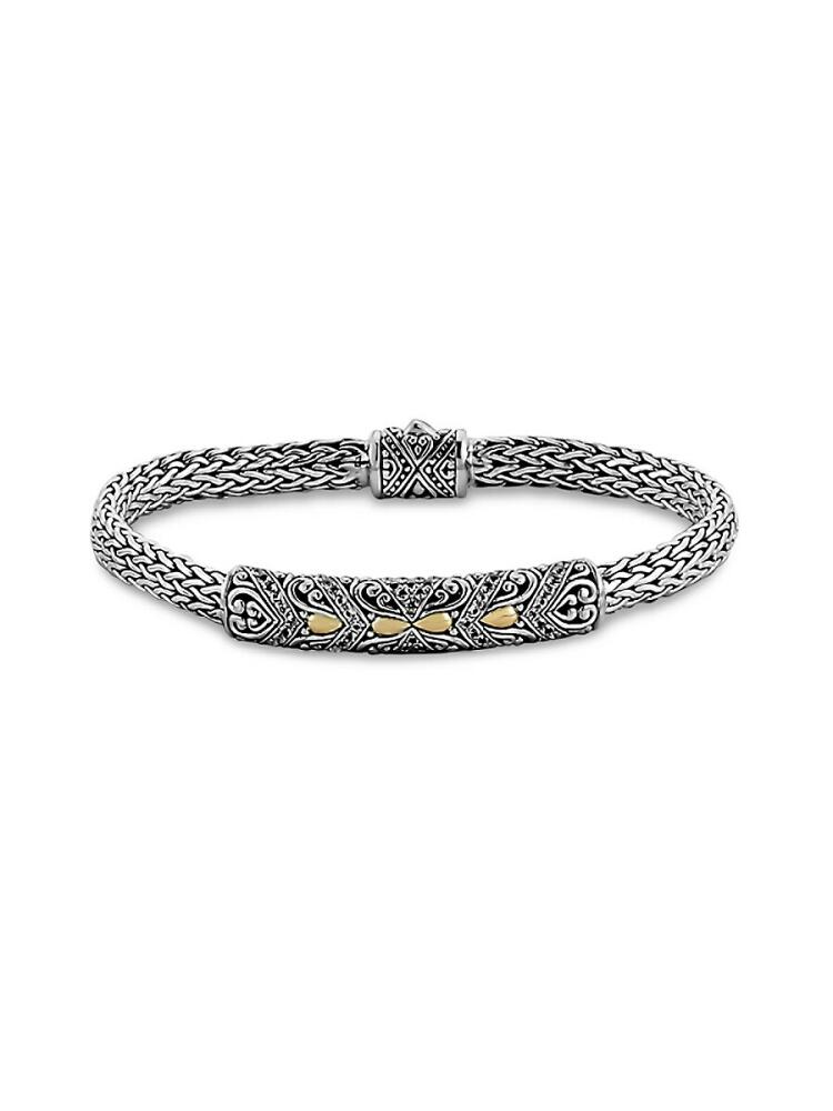 Eli Pebble Men's 18K Yellow Gold Sterling Silver Filigree Braided Bracelet Cover