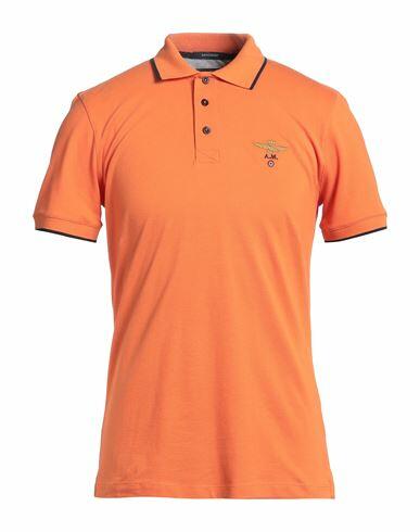 Aeronautica Militare Man Polo shirt Orange Cotton Cover