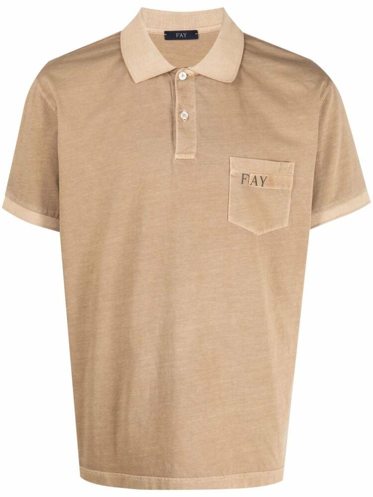 Fay patch pocket cotton polo shirt - Brown Cover