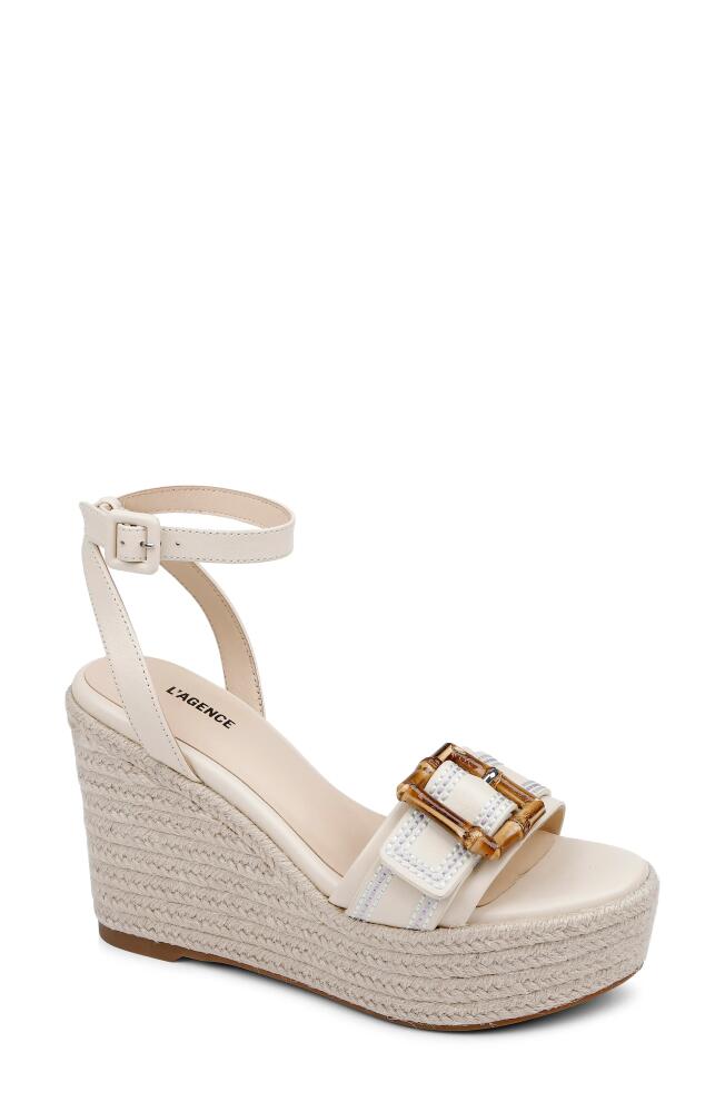 L'AGENCE Aurore Ankle Strap Espadrille Platform Wedge Sandal in Ecru Cover