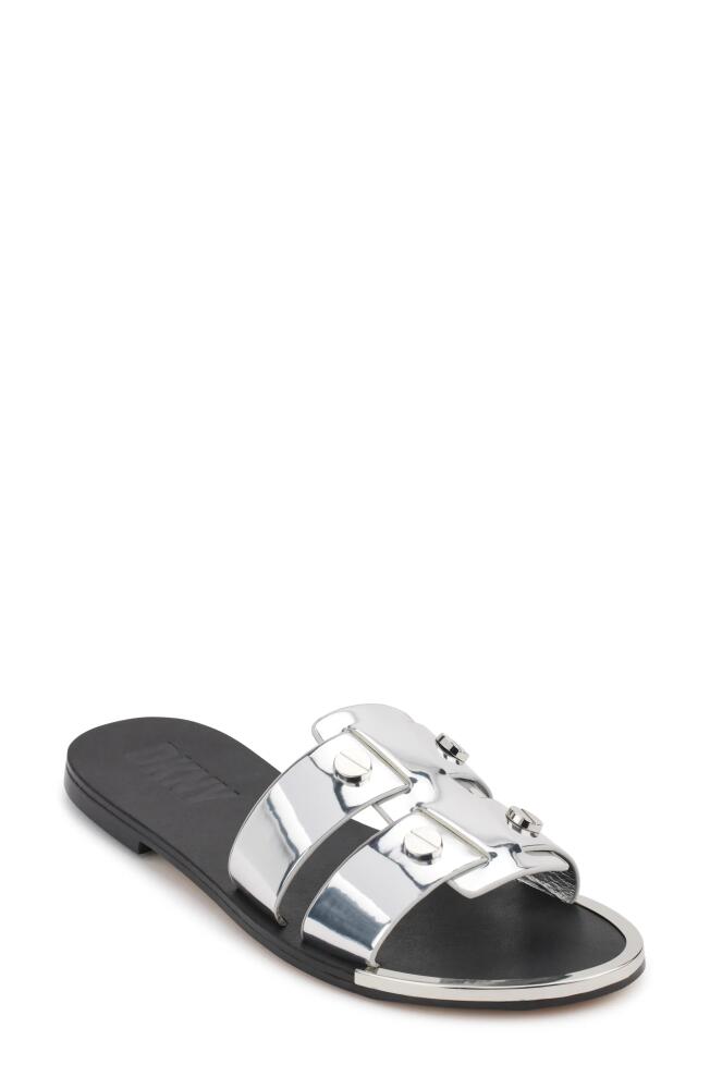 DKNY Glynn Studded Slide Sandal in Silver Cover