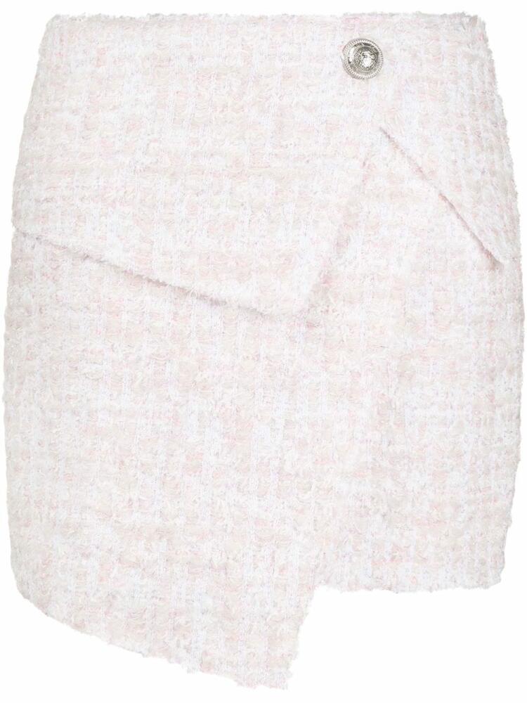 Balmain asymmetric bouclé skirt - Pink Cover