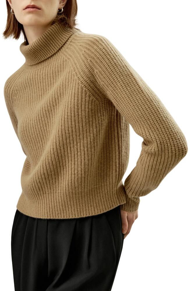 Lilysilk Cashmere Textured Turtleneck Sweater for Women in Caramel Cover