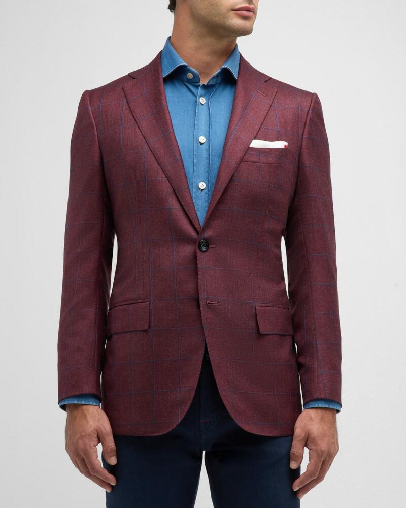 Kiton Men's Cashmere Windowpane Sport Coat Cover