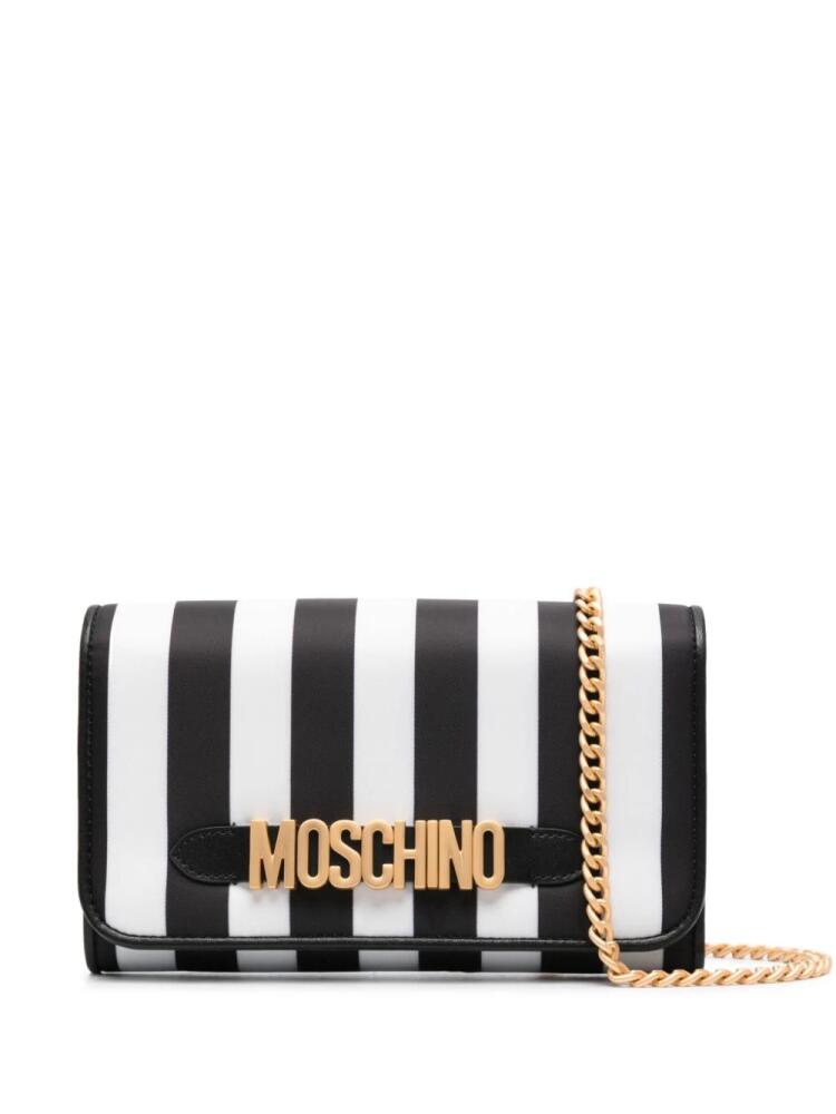 Moschino logo-plaque striped wallet - Black Cover