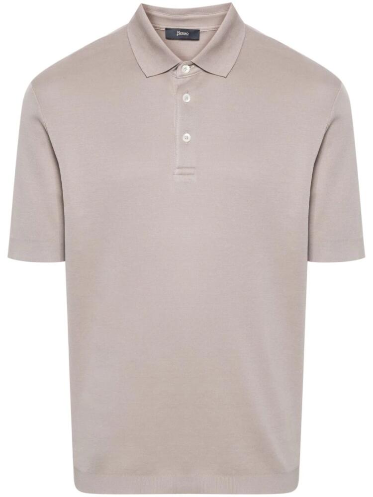 Herno knitted cotton polo shirt - Neutrals Cover