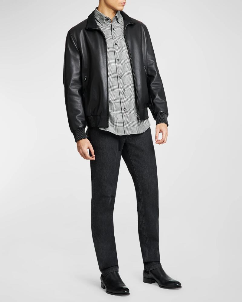 Brioni Men's Reversible Leather Blouson Jacket Cover