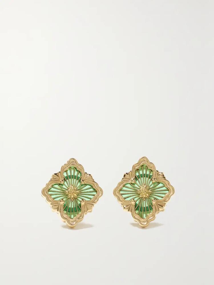 Buccellati - Opera Tulle 18-karat Gold Enamel Earrings - Green Cover