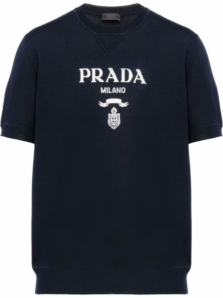 Prada logo-intarsia wool-cashmere jumper - Black Cover