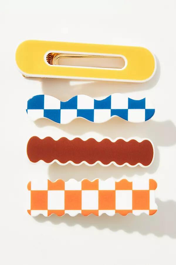 Anthropologie Crease-Free Checkered Hair Clips, Set of 4 Cover