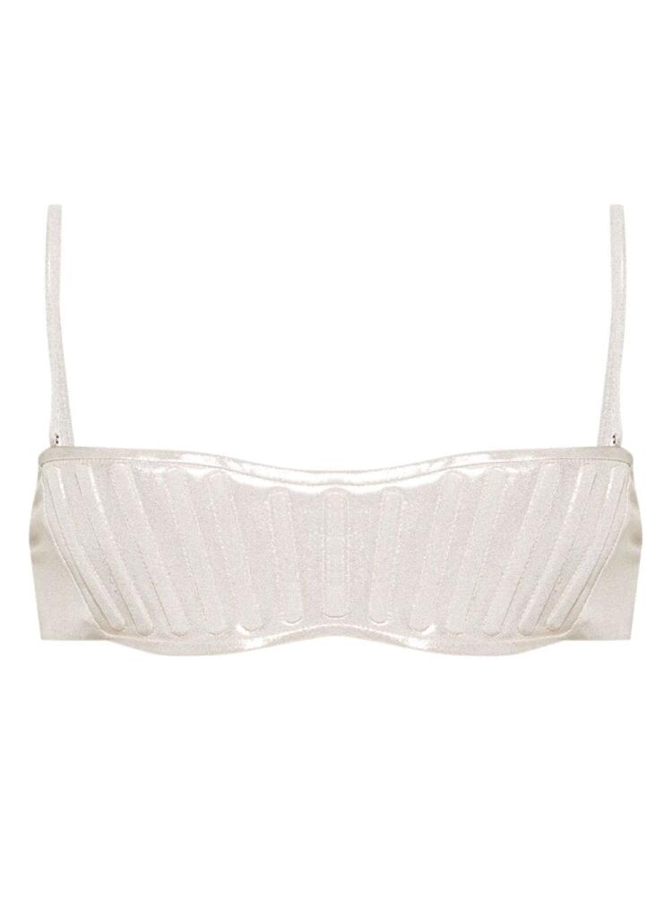 Mugler bandeau lamé bikini top - Gold Cover