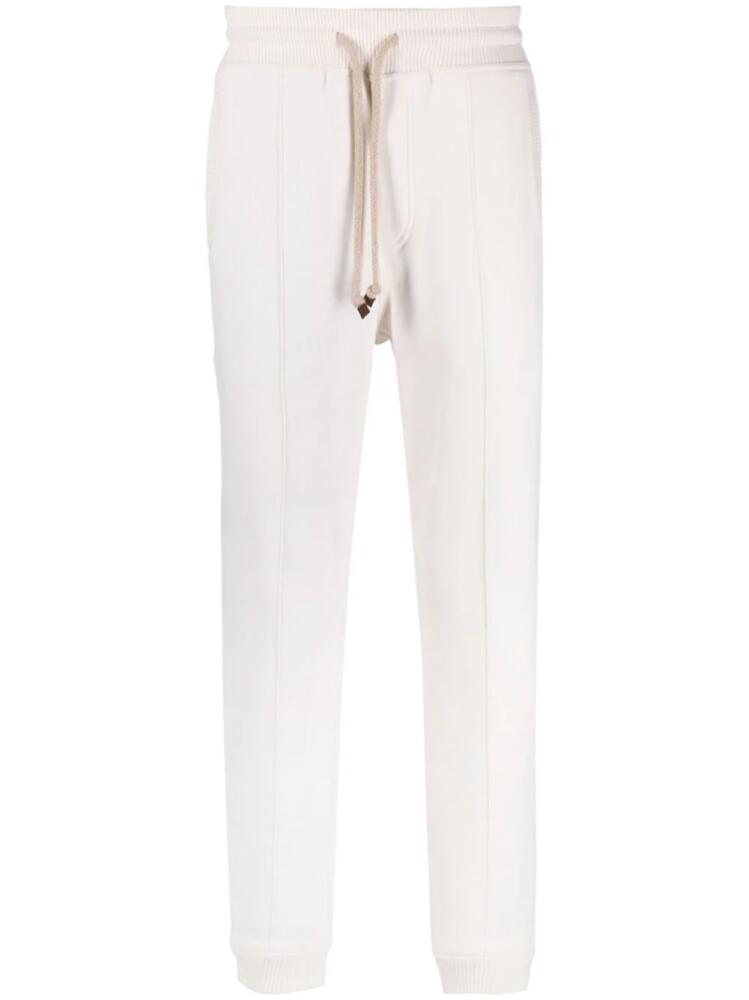 Brunello Cucinelli drawstring cotton track pants - Neutrals Cover