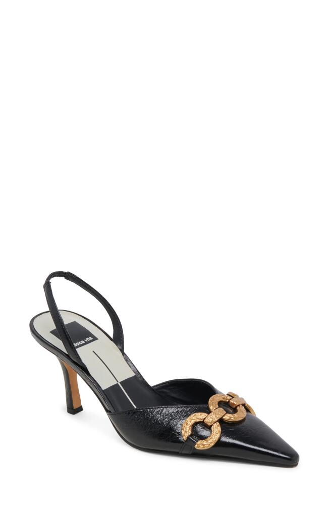 Dolce Vita Haylee Slingback Pointed Toe Pump in Midnight Crinkle Patent Cover