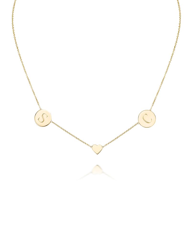 Sarah Chloe Cara Solid 14k Gold Heart & Disc Pendant Necklace Cover