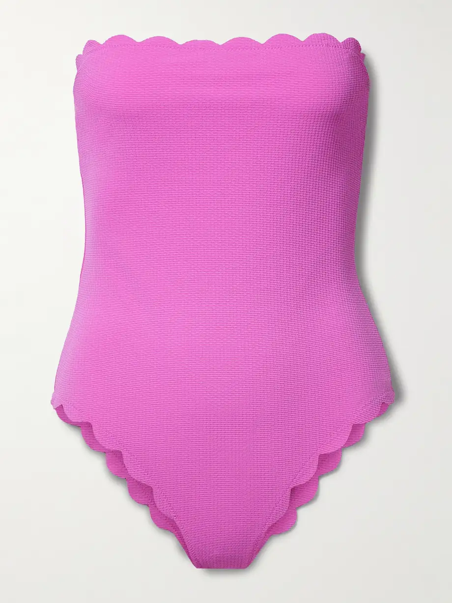 Marysia - + Net Sustain Chesapeake Strapless Scalloped Seersucker Swimsuit - Pink Cover