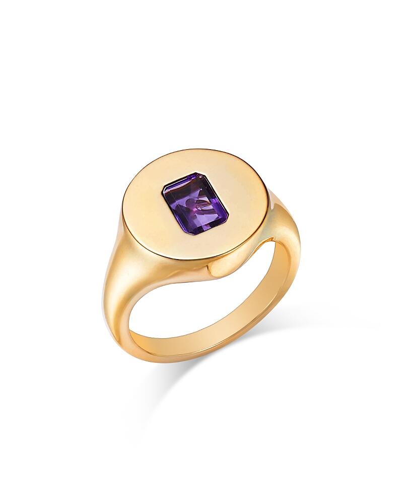 Bloomingdale's Fine Collection Amethyst Emerald Cut Pinky Ring in 14K Yellow Gold Cover